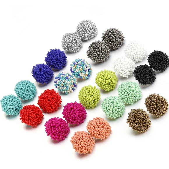 Turquoise Blue Seed Bead Earrings - Picture 4 of 4